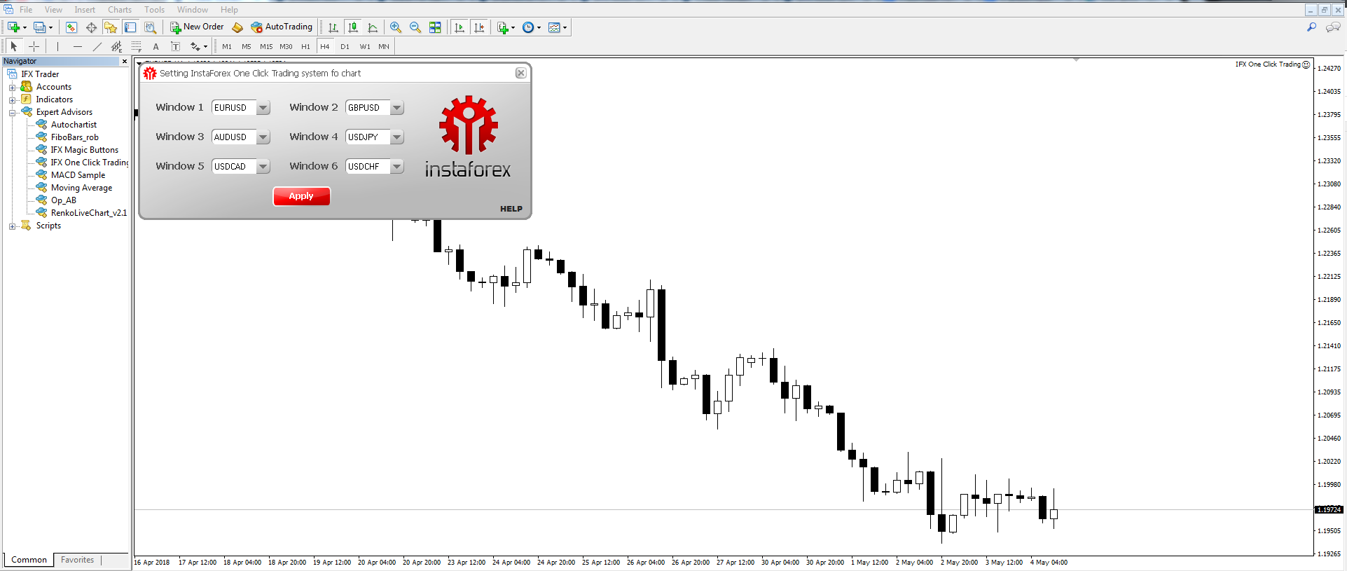 One click trading. Screenshot