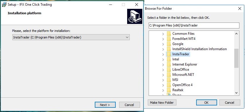One click trading. Screenshot